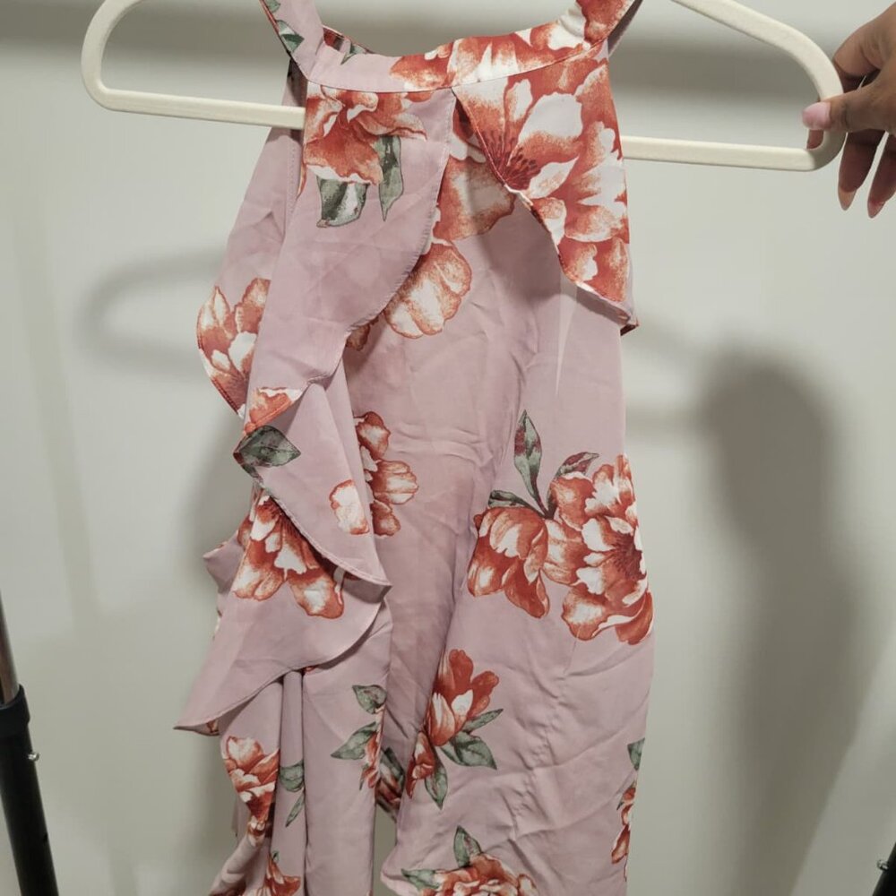 Pink Floral Halter Ruffle Blouse - Picture 9 of 9